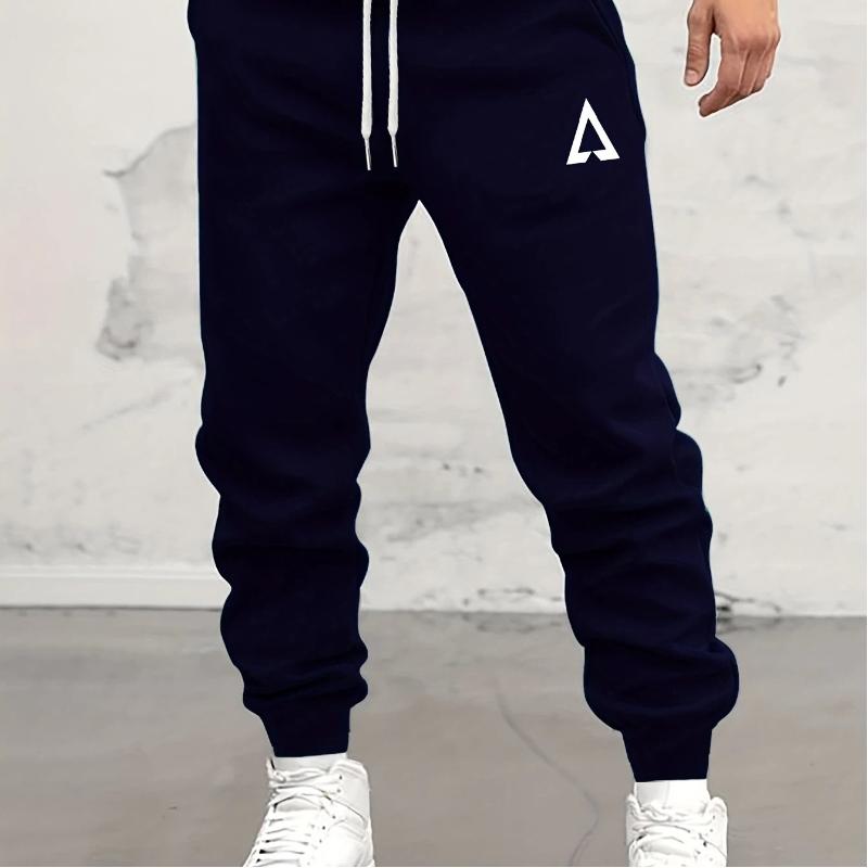 Trendy Pattern Print Drawstring Sweatpants Loose Fit Pants Men's Casual Slightly Stretch Joggers For Spring Autumn Running Jogging
