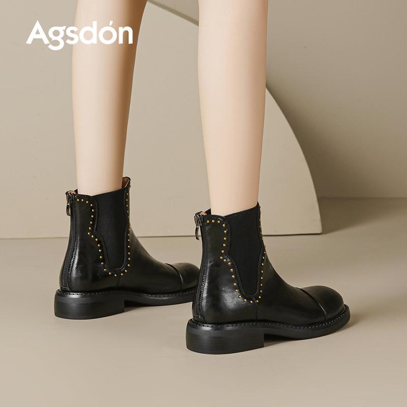 Augustine Martin Boots Women's 2025 New Autumn Black Maillard Boots Classic Vintage Chelsea Boots