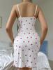 Blue Heart Print Camisole Nightgown with Lace Trim - Sexy Women's Pajamas