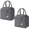 Insulated Lunch Bag Set of 2, Gray, with Zipper and Handle, Modern Design for School and Work