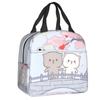Cartoon Mochi Cat Peach And Goma Meme Lunch Bag Women Thermal Cooler Insulated Lunch Box for Work Office Travel Picnic Food Bags Practical Use
