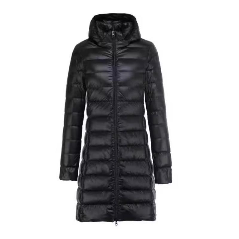 Autumn and winter new light down jacket women's medium and long light white duck down jacket removal cap