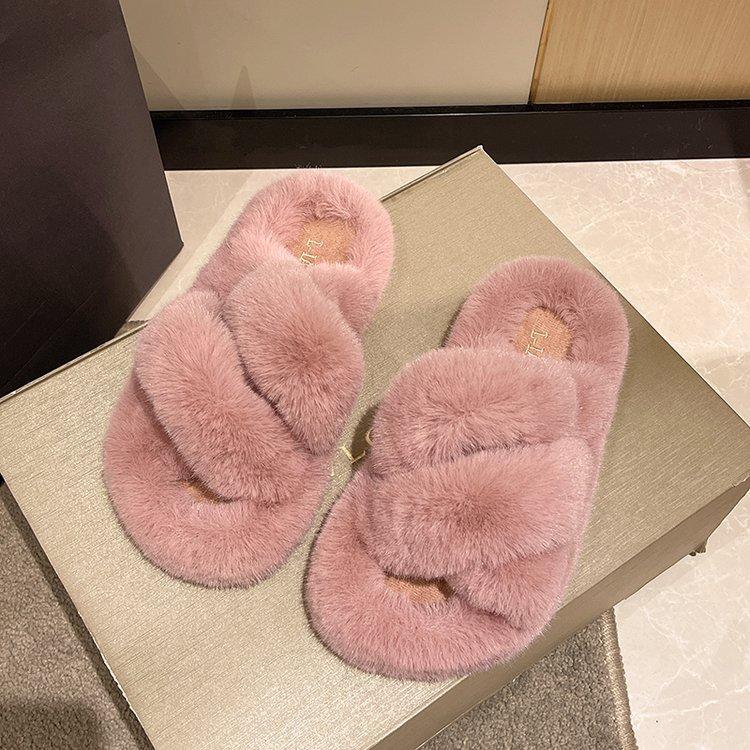 Foreign trade Mao Mao shoes women's 2025 autumn thick-soled new cross-haired slippers wear large size open-toed Internet celebrity home slippers