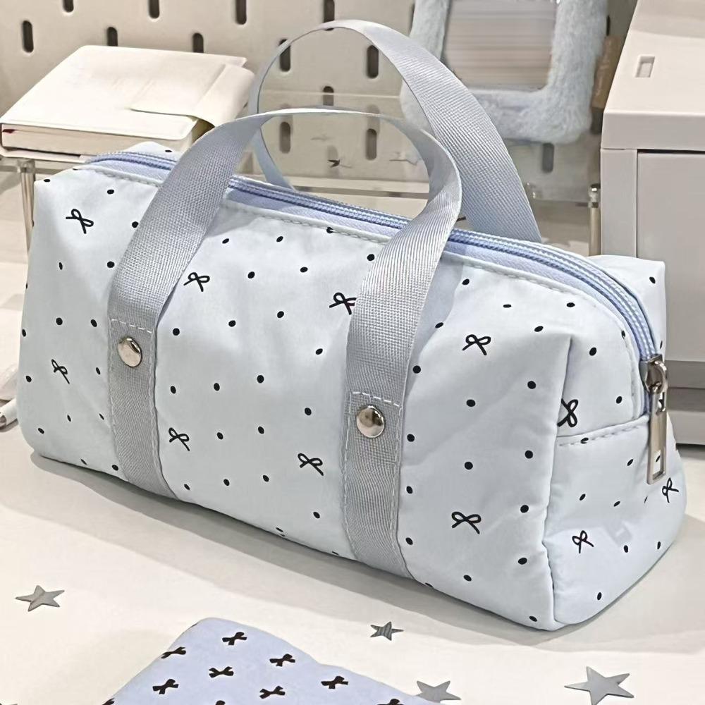 

Blue Polka Dot Pen Bag Bow Pattern Stationery Bag Cartoon Pencil Case Back To School Gift синій