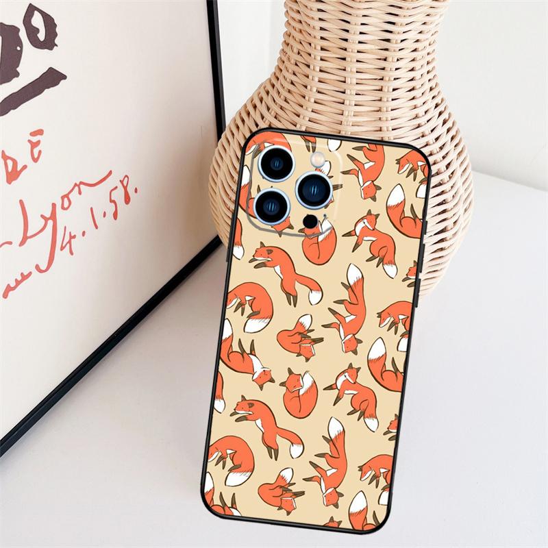 Cartoon Foxes Animal Phone Case For iPhone 16 Pro Max 14 13 12 11 15 17 Pro Max Mini 15 16 Plus 16e Back Cover