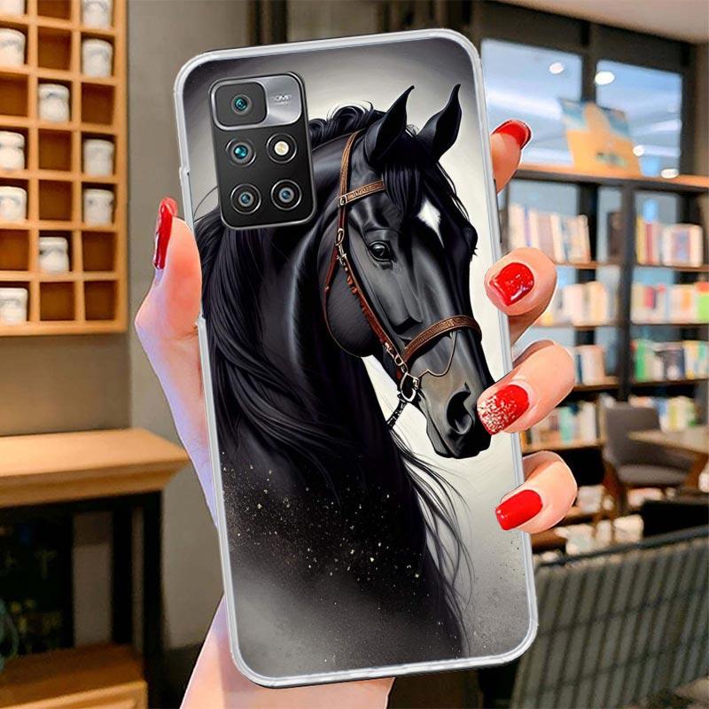 Animal Black Horse Cover Phone Case For Xiaomi Poco F7 Ultra X7 X6 X5 Pro M7 Redmi 15C 15 13C 13 12C 12 10C 10 9A 9C 9T 9 Shell