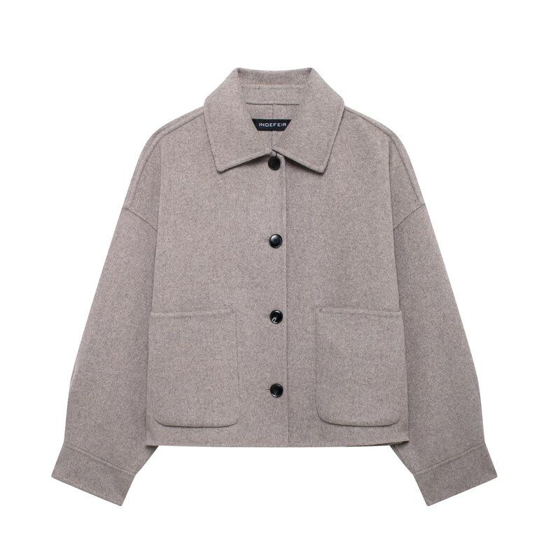 Fashion Style 2024 Fall and Winter New Women's Clothing Easiest for Match Slim Looking Wool Blended Double-Sided Casual Outwear 7522241