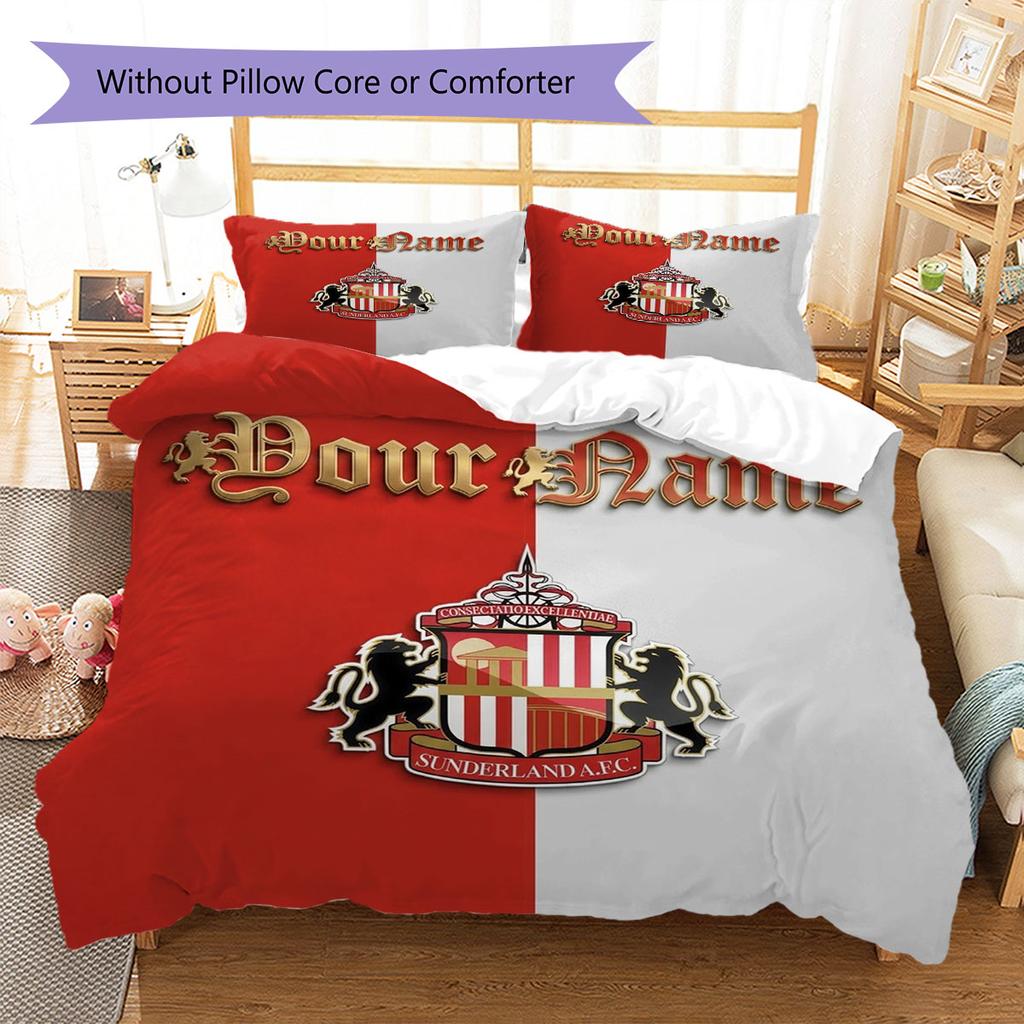 Sunderland A.F Custom Name Pattern Bedding,Quilt Set Quilt Cover Pillowcase Home Birthday Gift(1 * duvet cover + 2 * pillowcase, without core)