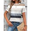 Fashion Women Retro Creative Horizontal Stripes Print T Shirt Funny Casual O-neck Short Sleeves T-shirt Summer Female Tee Shirt