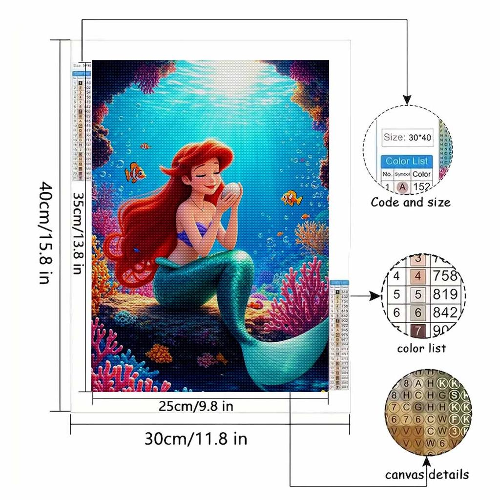 DIY Diamond Painting Mermaid Princess Cross Stitch Kit Mosaic Art Diamond Painting Full Circle Diamond Home Decoration