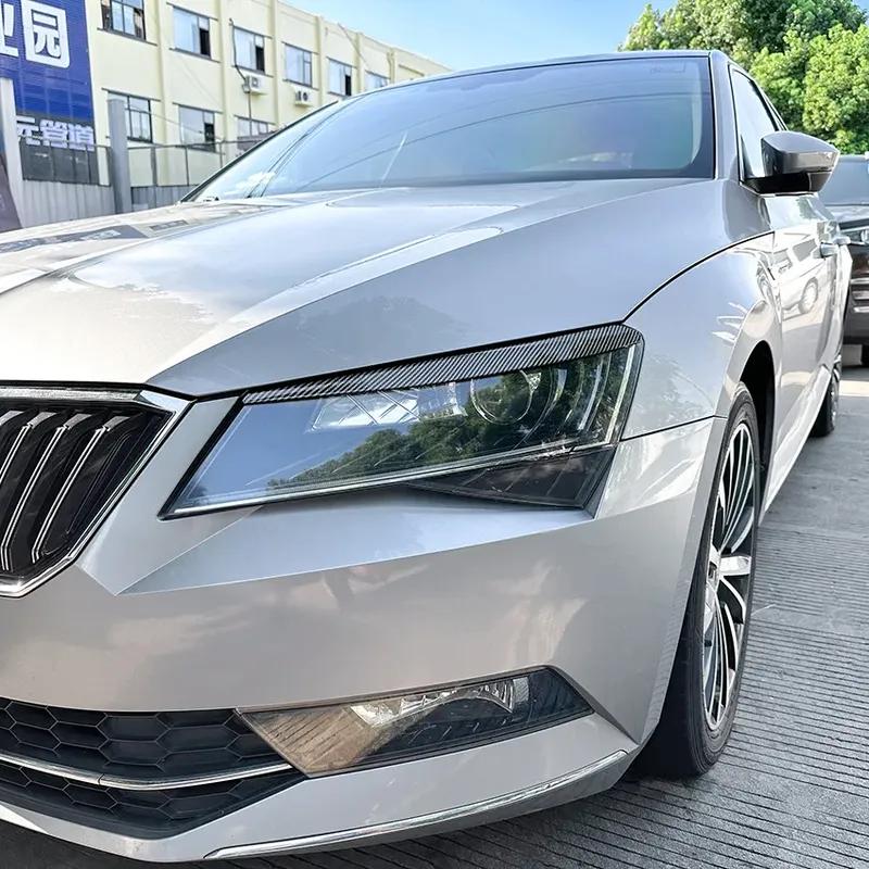 For Skoda Superb B8 2016-2018 Car Lid Trim Lamp Cover Body Kits Front Headlight Eyebrow Eyelids Sticker