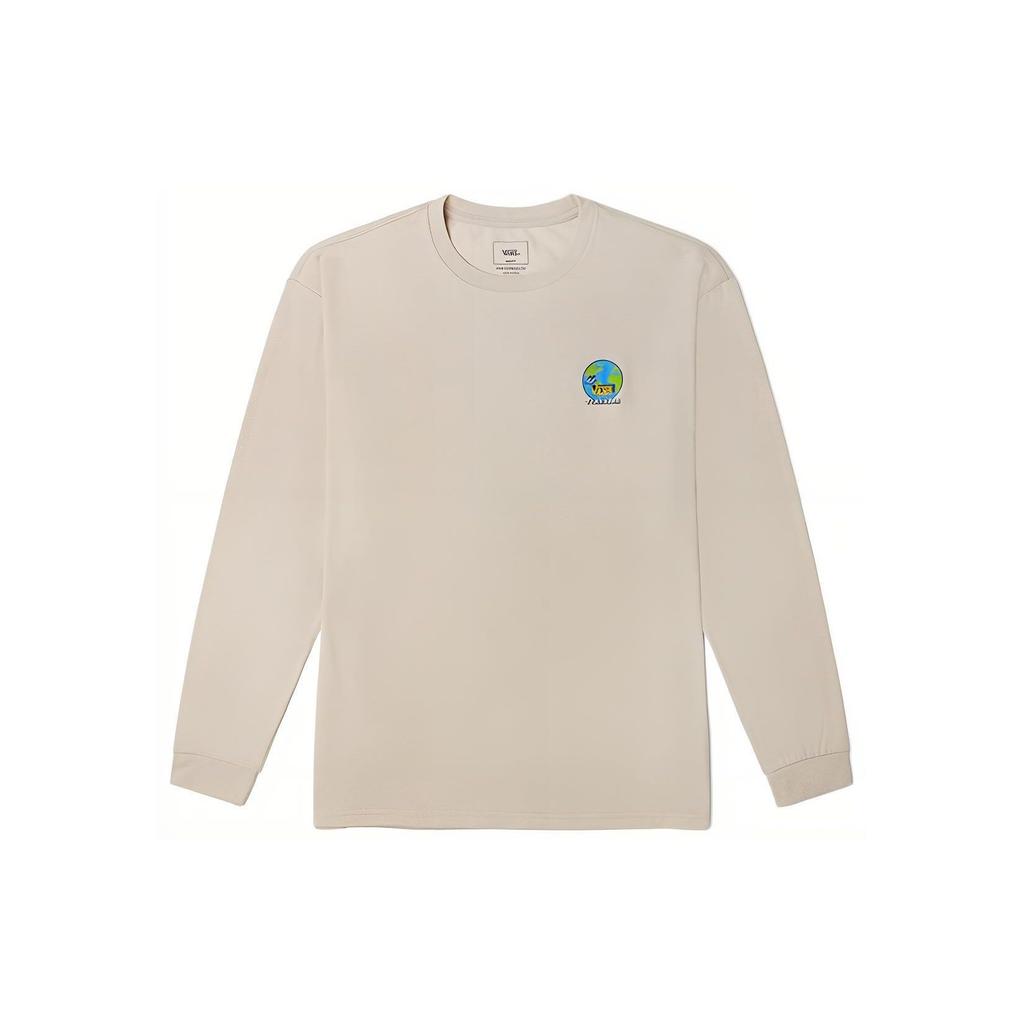 Vans Artist Collaboration Abstract Letter Print Round Neck Long Sleeve T-Shirt Unisex Tops Oatmeal VN0A7TPX2N1