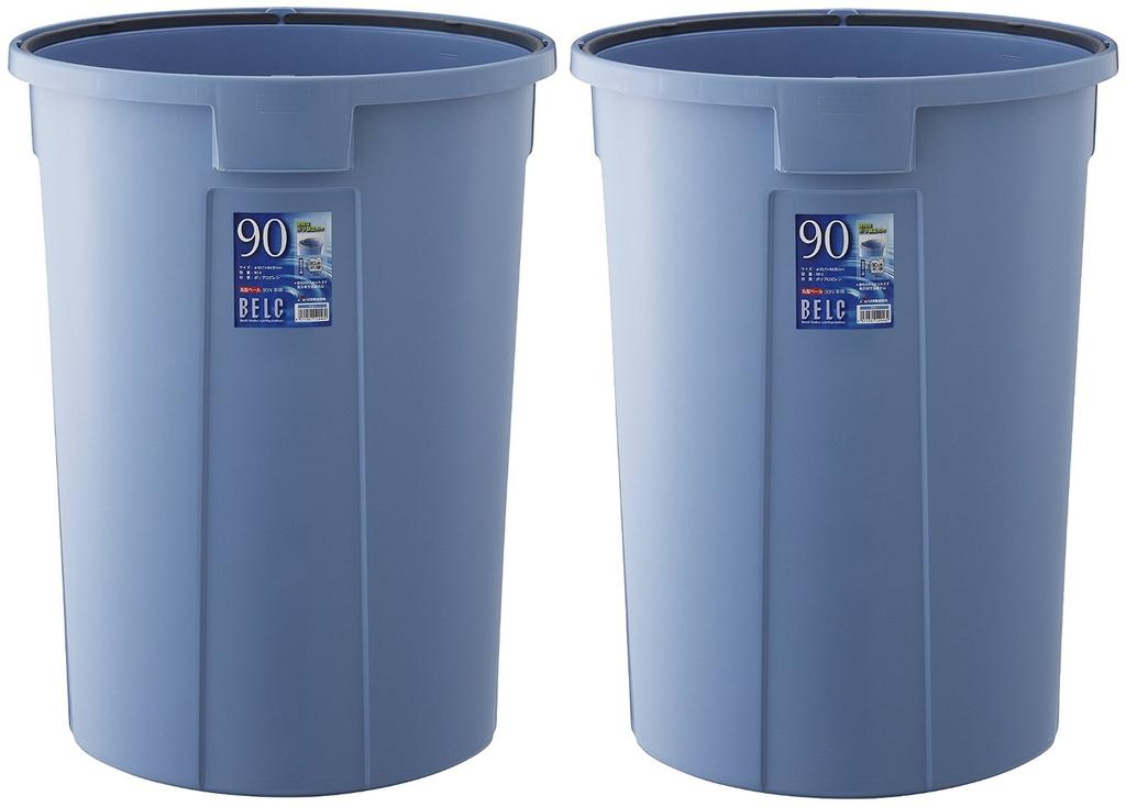 Squirrel Trash Can Round Pail Body Blue 90L Belk Made in Japan Set of 2