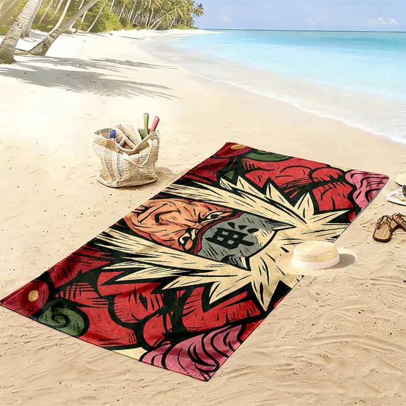 Jiraiya Dark Style Print Beach Towel, Large Soft Quick Dry Towel for Beach Camping Swimming