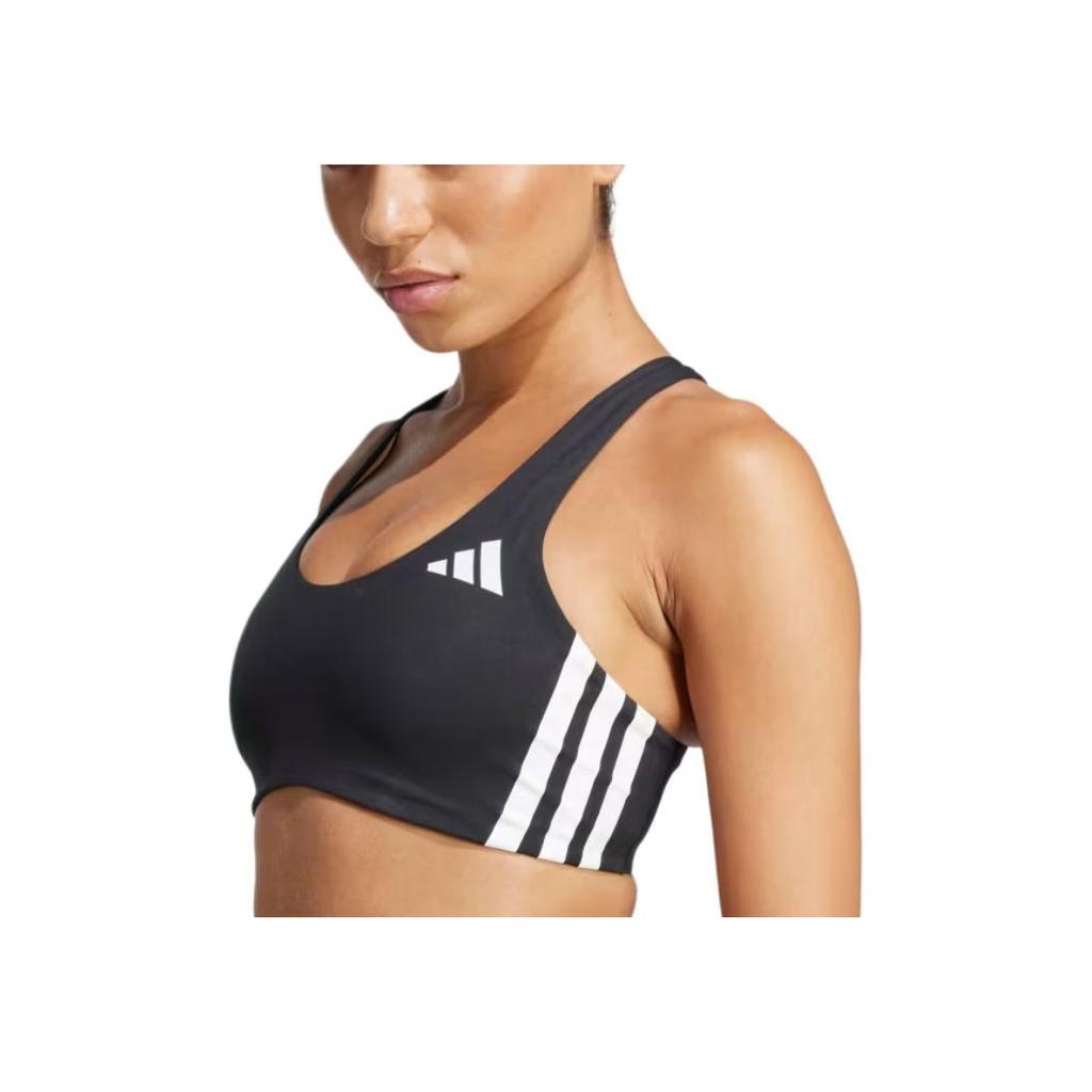adidas Powerreact 3-Stripes Comfortable Breathable Casual Sports Bra Women Underwear Black White JH1420