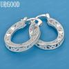 925 Sterling Silver Fashion Pattern Pierced Earrings Wedding Jewelry