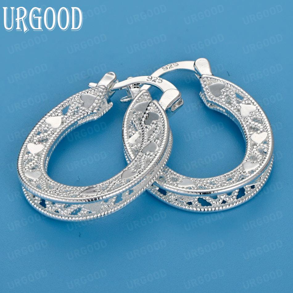 925 Sterling Silver Fashion Pattern Pierced Earrings Wedding Jewelry