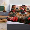 JIT3pcs 85G July Synthetic Polyester Christmas Golden Retriever Digital Fitted Sheet Three-piece Set, Soft, Comfortable, Bed