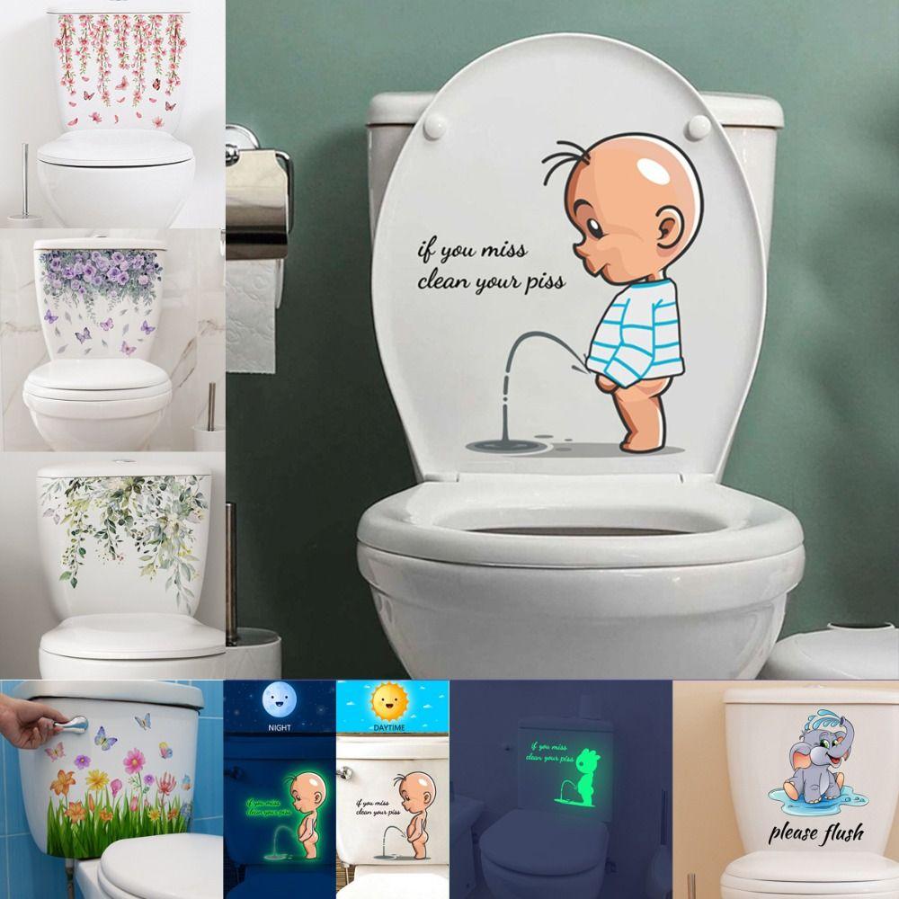 Self-adhesive Toilet Decals Easy to Scrub Bowl Lid Art Mural Children Pee Sticker  Children's Room