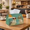 1pc Nautical Seagull Tissue Box with Seagull & Glasses Design - Vintage Beach Decor Suitable for Coffee Table, Bedside Storage, Tissue Holder for Home