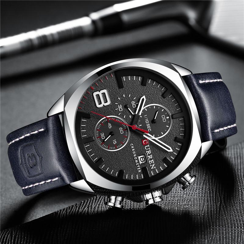 CURREN Uhr Herren Wasserdicht Chronograph Sport Militär Männliche Uhr Mann Top Marke Luxus Leder Armbanduhr Relogio Masculino 8324