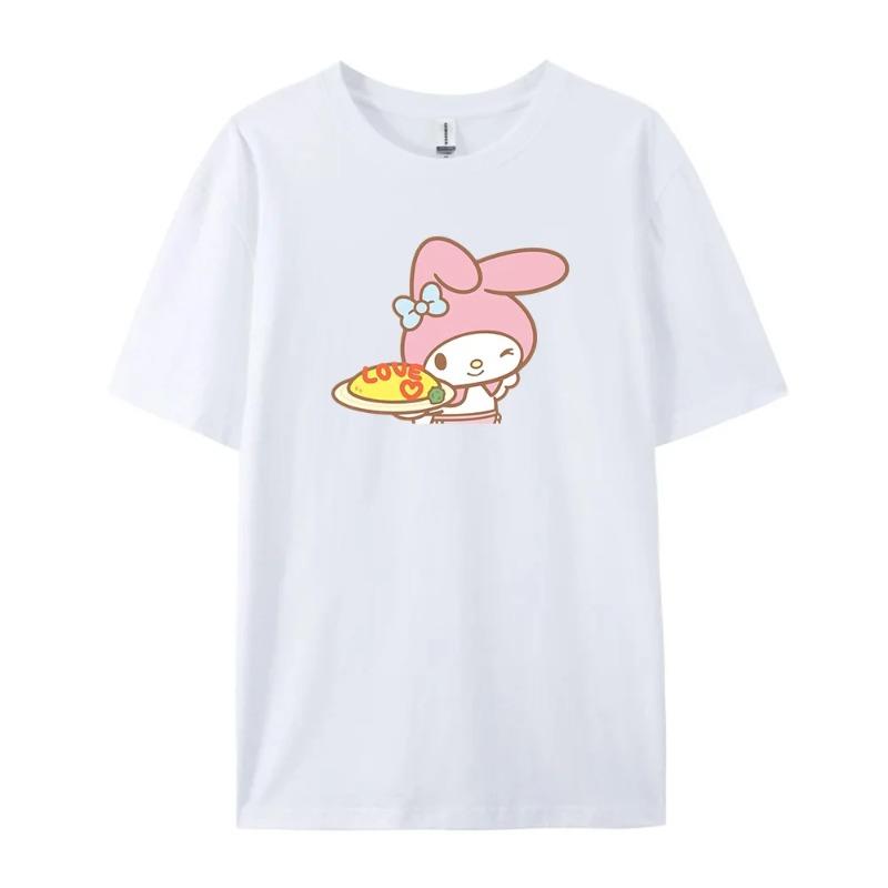 Cotton Breathable Childrens Tshirt 2026 Summer New Cute Melody Printed Parent Child Wear Unisexs and Womens Short Sleeves