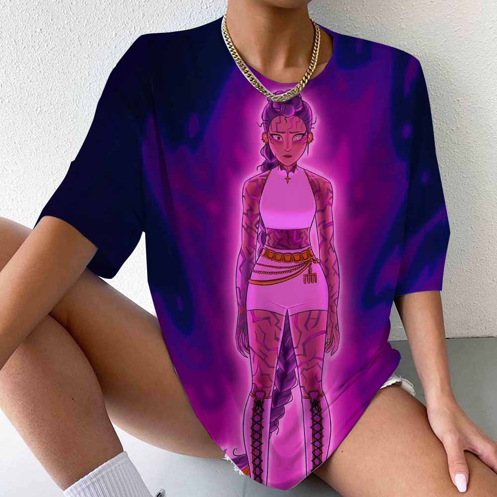 Hot K-Pop Demon Hunters Mira Rumi Zoey Printing T-shirt Women Fashion Short Sleeve Street Casual Personality Summer T-shirt