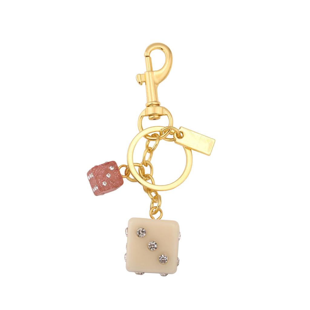 Dice Crystal Drip Alphabet Keychain Student Ladies Bag Pendant Jewelry Gift Pendant Keyring Accessories