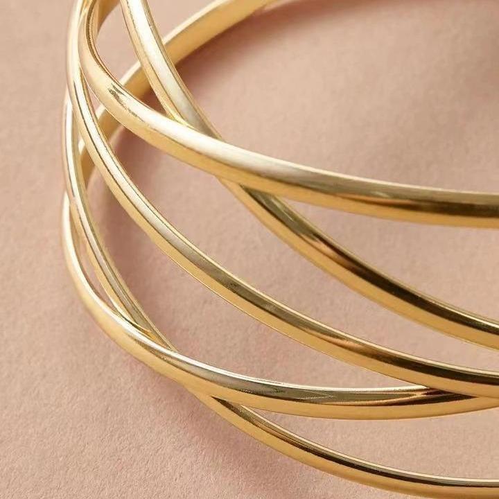 Accessories, Stylish Design Metal Glossy Bracelets, Personalized Hollow Geometric Cross-Opening Bracelets