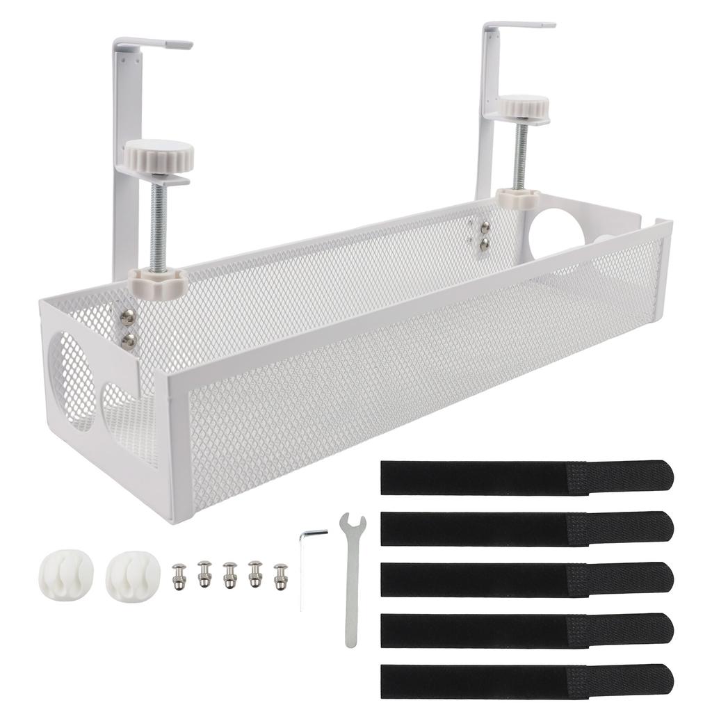 No Drilling Under Desk Wire Management Tray Retractable Cable Organizers In Home Office PC Router Data Wire Metal Storage Rack