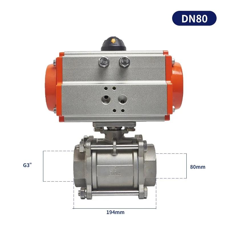 Pneumatic 304 Q611F-16P Stainless SteelThreaded Ball Valve Pneumatic Three-Piece Ball Internal Thread Valve DN15 DN20 DN25 DN32