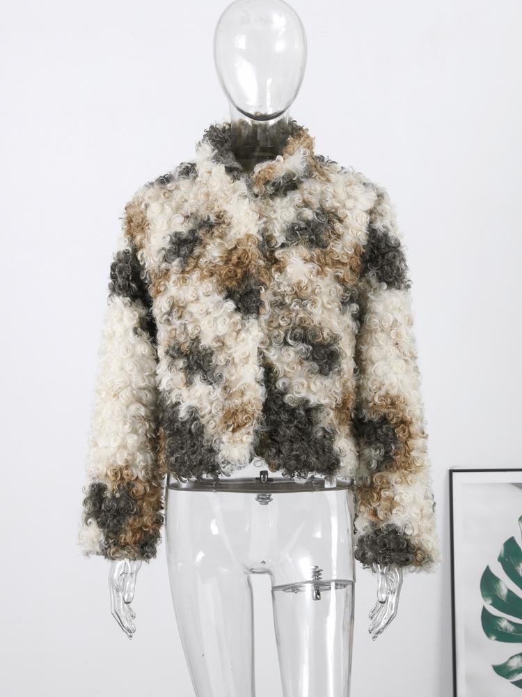 Dámská bunda z umělé jehněčí plyšové kožešiny, vícebarevná bunda z umělé kožešiny, módní ležérní dámský krátký kožíšek, podzimní a zimní nové topy