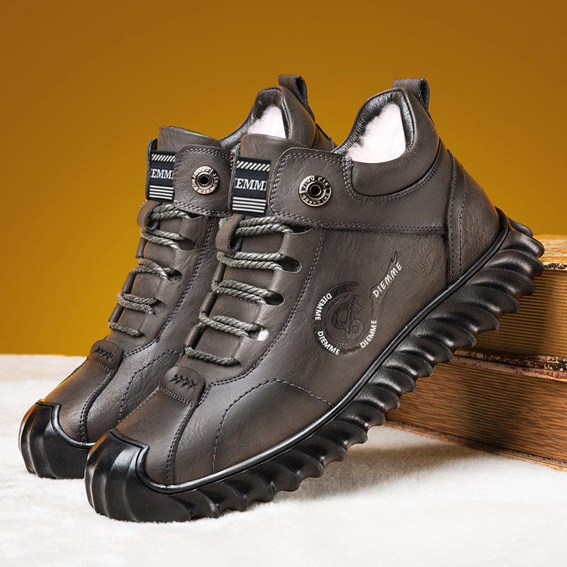 Chaussures d'automne et d'hiver pour hommes, chaussures chaudes en velours et coton, bottes de neige antidérapantes pour l'extérieur