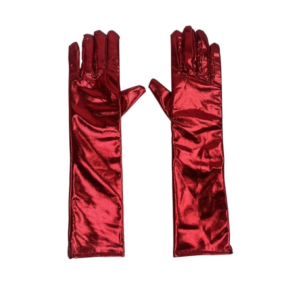 Shiny Long Gloves Elastic Women Mittens Cool Patent Leather Gloves  Party