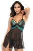 Nightie And String Black And Green Mal7558 Bkem