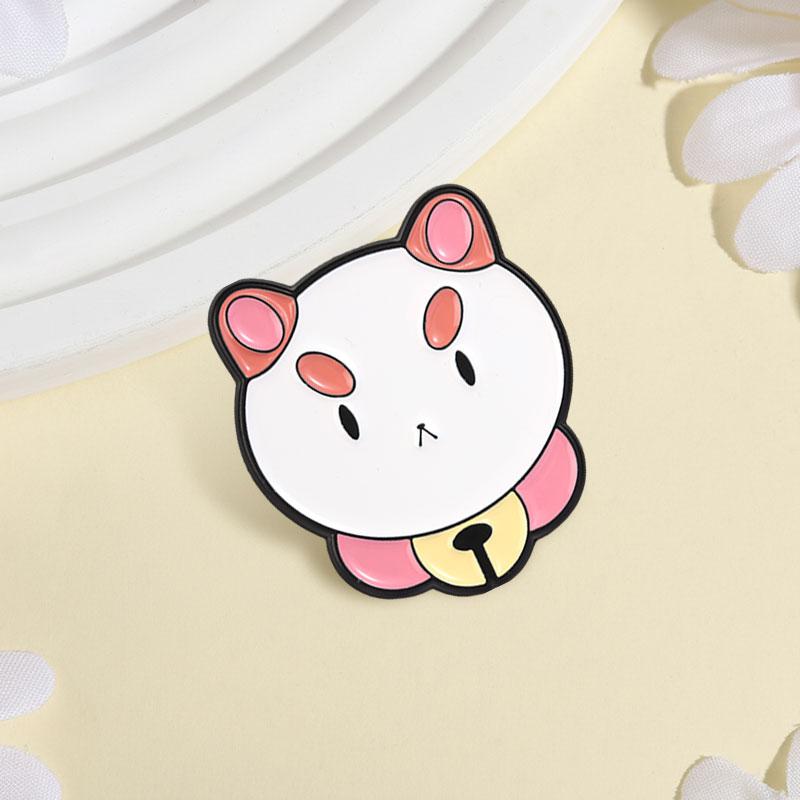 Xiaomi Cute Anime Dog Cat With Bell Pink Ears Enamel Pin Fantasy Animation Inspired Cat Humor Expression Brooch Bag Badge Jewelry Gifts