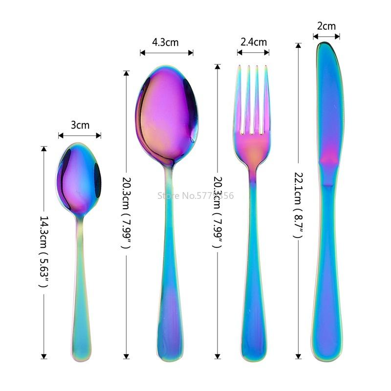 16PCS Stainless Steel Cutlery Set Creative Dinnerware Silverware Sets Fork Knife Spoons Tableware for Kitchen Household