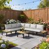 Modular Garden Furniture Set, 6-Piece, Sofa Converts to Bed, Coffee Table, Grey