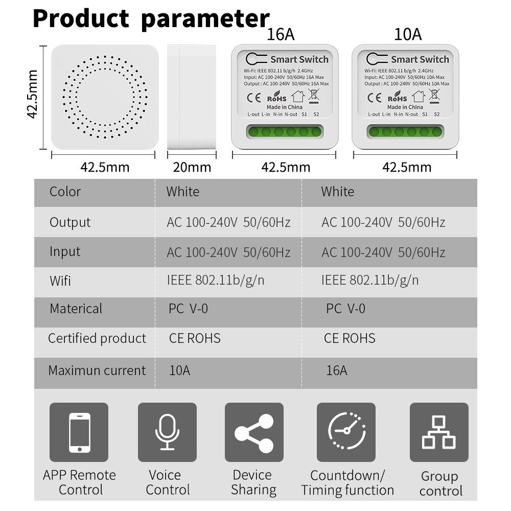 10A/16A Graffiti WiFi Smart Switch APP Remote Control Alexa Voice Control Smart Box on/Off Device