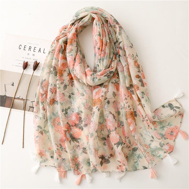 New Fashion Million Polka Floral Fringe Viscose Shawl Scarf Lady High Quality Wrap Headband Bufandas Muslim Hijab Sjaal 180*90Cm