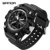 SANDA Youth Waterproof Sports Watch - Cool Trendy Multi-functional Dual Display in Black Technology Design