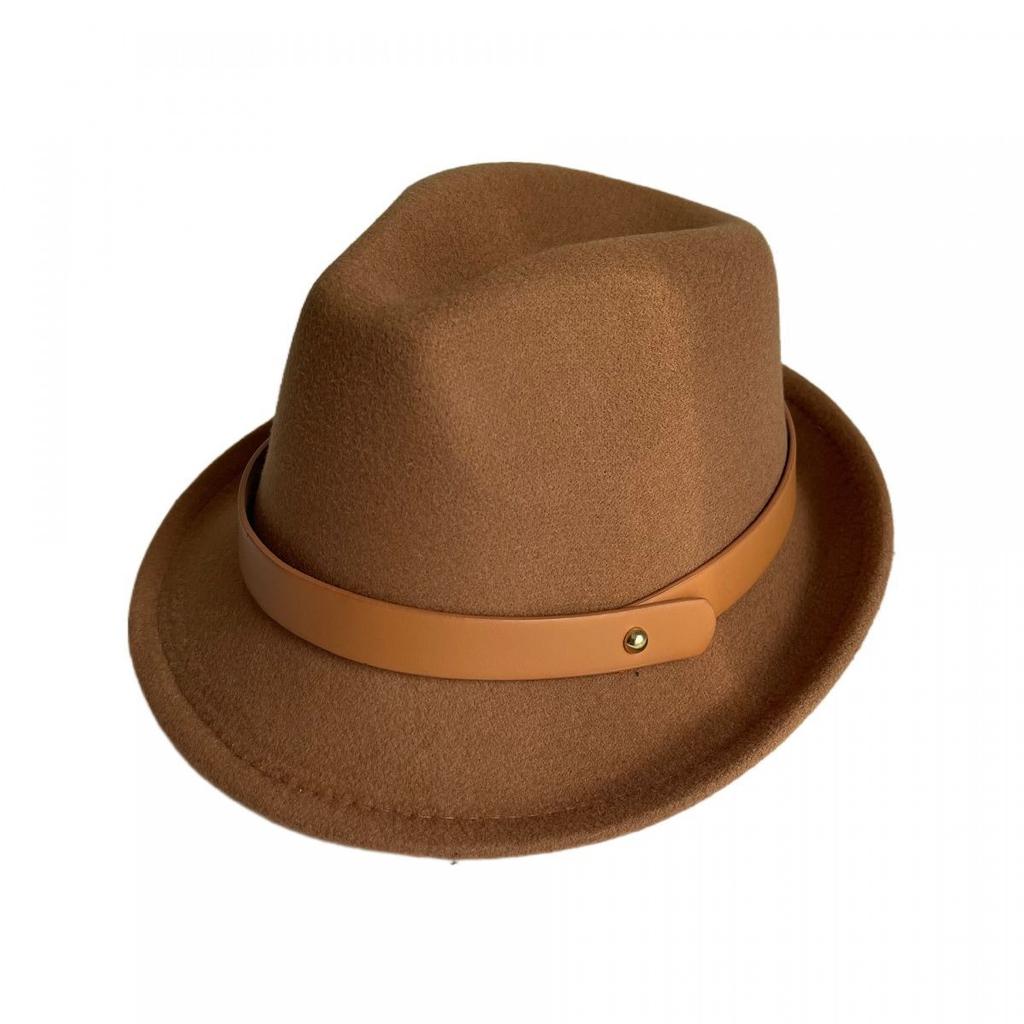 Fashion Felt Top Hat for Women British Retro Versatile Men Solid Color Felt Hat