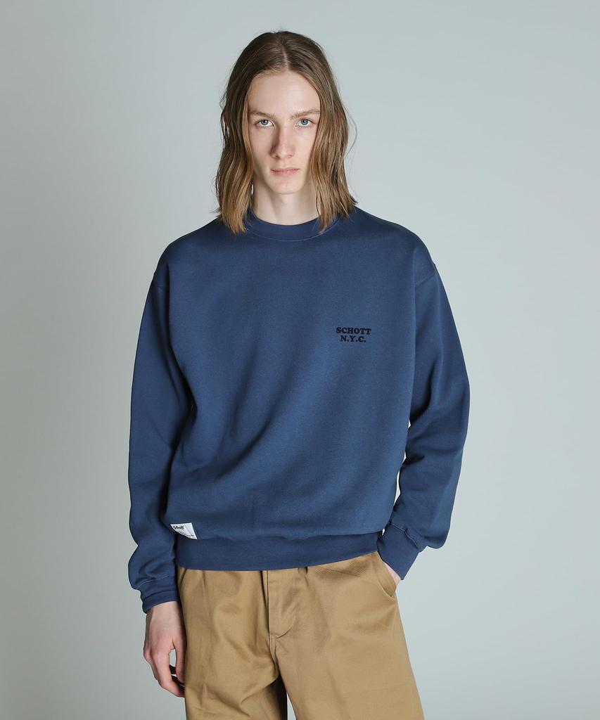 Schott LIFE ON WHEELS CREW SWEAT, Men's, Size L (120), Navy, 782-4232002