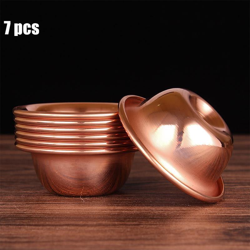 

7pcs Pure Copper Tribute Bowl Brass Auspicious Luster Tibetan Bowl 11cm Holy Water Cup Buddhist Saucer Home s Gift Decorative 5cm