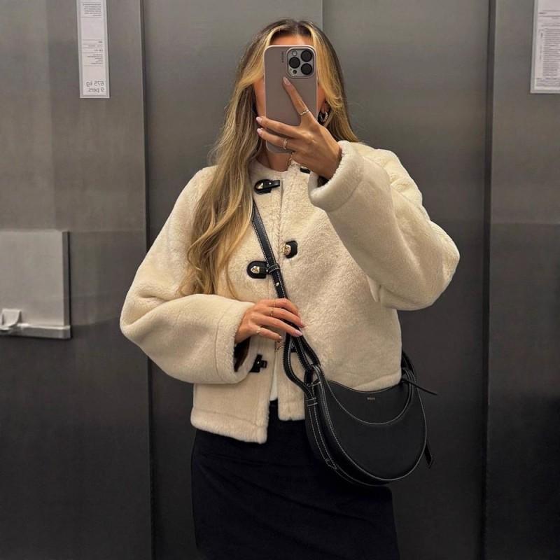 Womens Fall Double-Sided Jacket With Knot Button Street Style Solid Color Outerwear