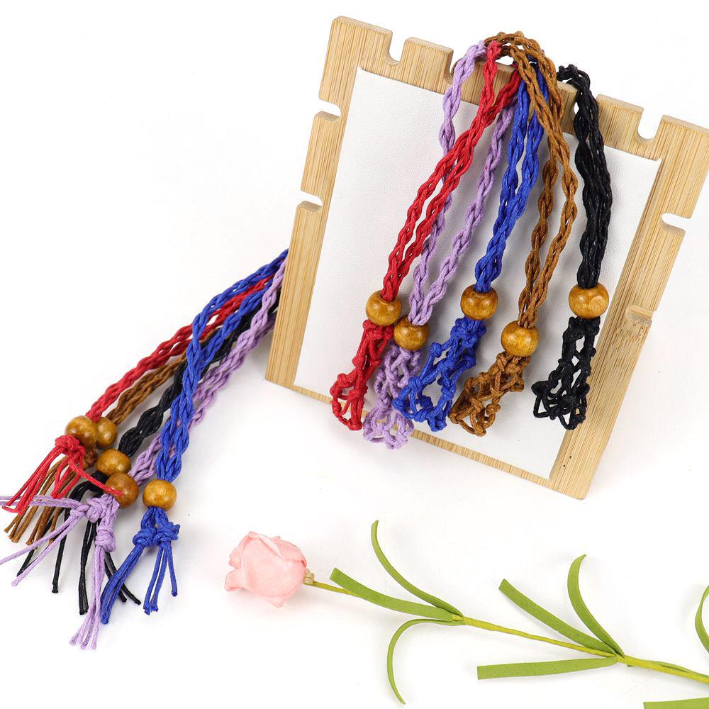 Natural Stone Mesh Pocket Woven Necklace Pendant Adjustable Telescopic Mesh Pocket Hand Woven Mesh Support N664