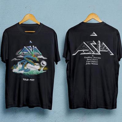 Camiseta Unisex Negra de Doble Cara para Hombre de la Banda ASIA Todas las tallas