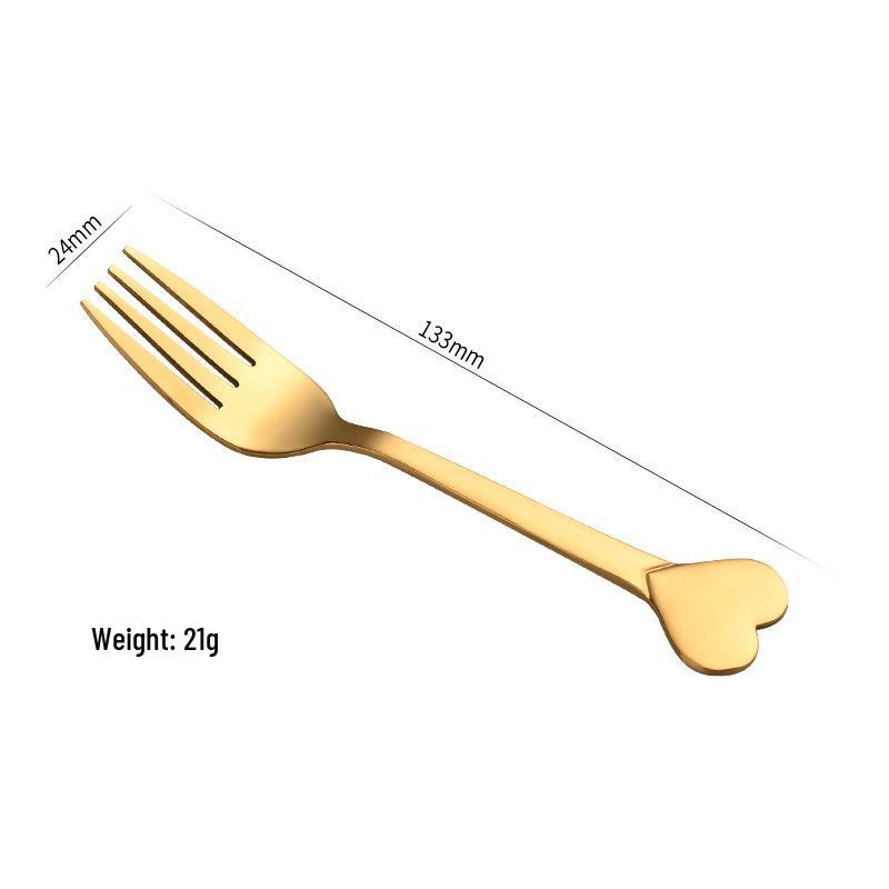 Stainless Steel Heart-Shaped Dessert and Fruit Fork Set for Kids