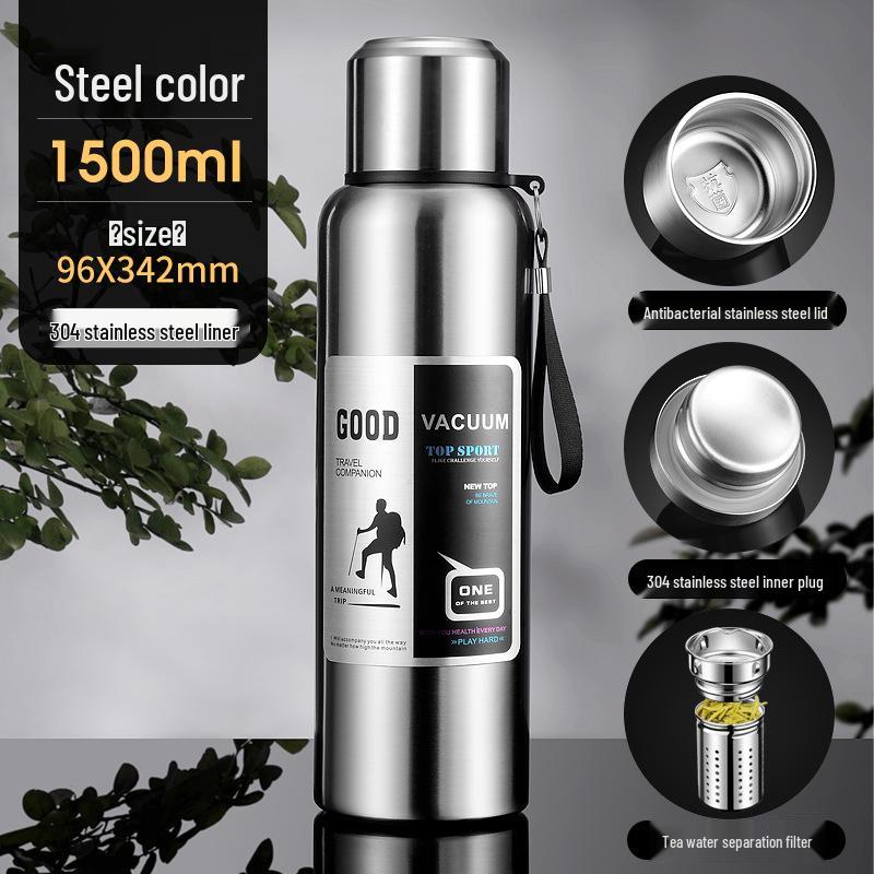 Large Capacity Stainless Steel Insulated Travel Kettle with Tea and Water Separation