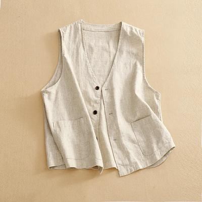 Vest for Women Versatile Sleeveless Lined Vest Casual Retro Loose Sleeveless Blazer Vest Top